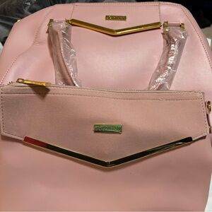Pink Handbag with Gold Accents
